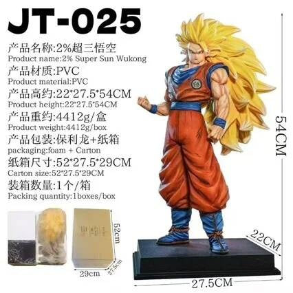 JT Studio 2% 1/4 Goku SSJ3 54cm Dragon Ball Anime Figures Super DBZ Dragonball Saiyan 3 Action Figure Statue Collectible Toy