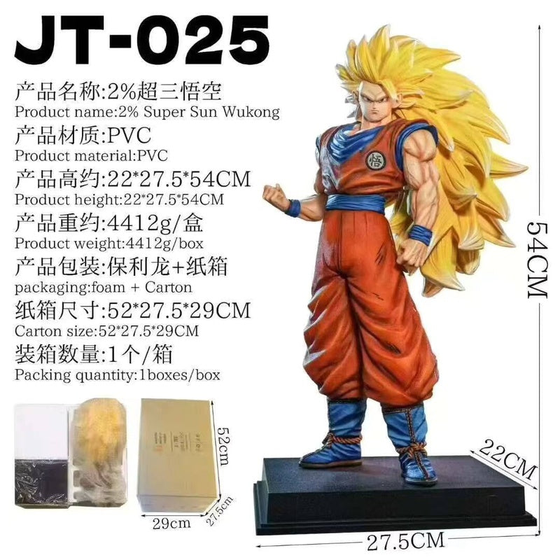 JT Studio 2% 1/4 Goku SSJ3 54cm Dragon Ball Anime Figures Super DBZ Dragonball Saiyan 3 Action Figure Statue Collectible Toy